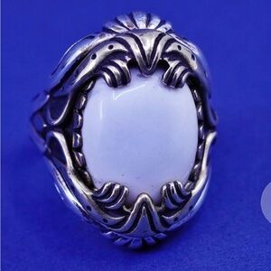 Vintage CAROLYN POLLACK RELIOS Sterling .925 Silver Handmade Ring Howlite.
